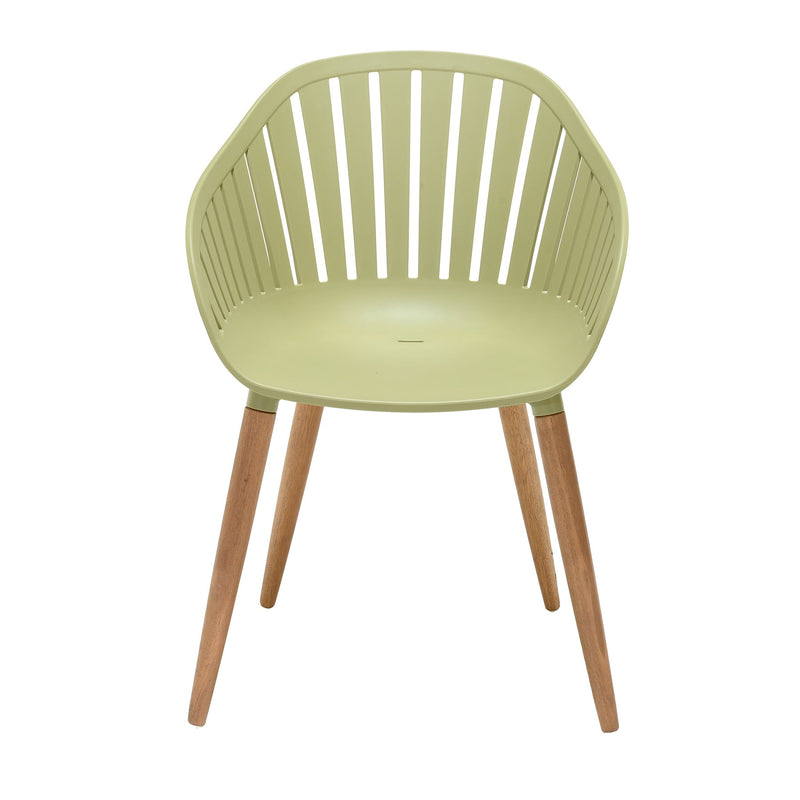 Nassau Outdoor Arm Dining Chairs in Sage Green Finish with Wood legs- Set of 2 - Furniture City (CA)l
