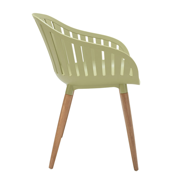 Nassau Outdoor Arm Dining Chairs in Sage Green Finish with Wood legs- Set of 2 - Furniture City (CA)l