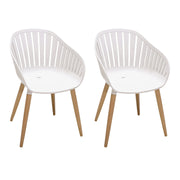 Nassau Outdoor Arm Dining Chairs in Sand Taupe Finish with Wood legs- Set of 2 - Furniture City (CA)l