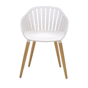 Nassau Outdoor Arm Dining Chairs in Sand Taupe Finish with Wood legs- Set of 2 - Furniture City (CA)l