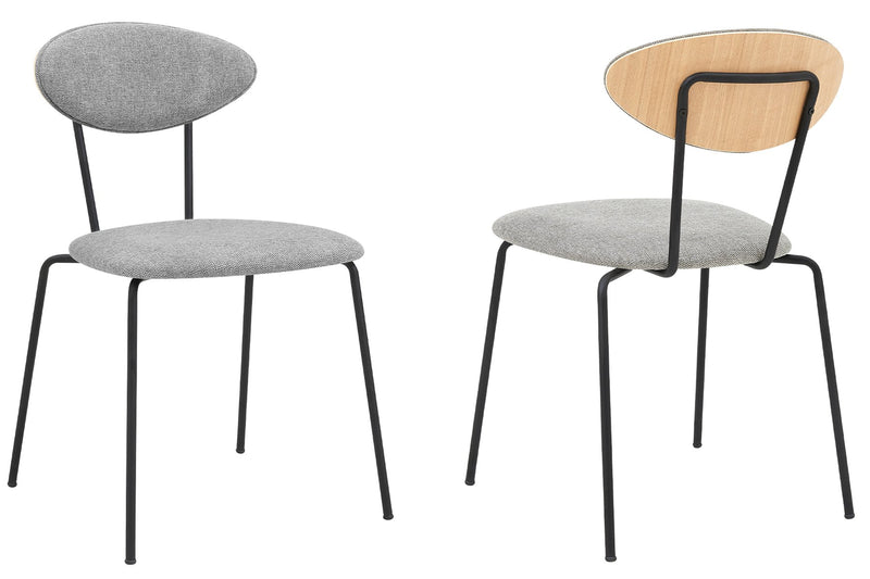 Neo Modern Gray Fabric and Black Metal Dining Room Chairs - Set of 2 - Furniture City (CA)l