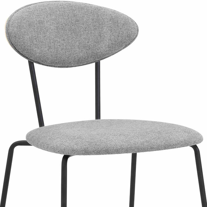Neo Modern Gray Fabric and Black Metal Dining Room Chairs - Set of 2