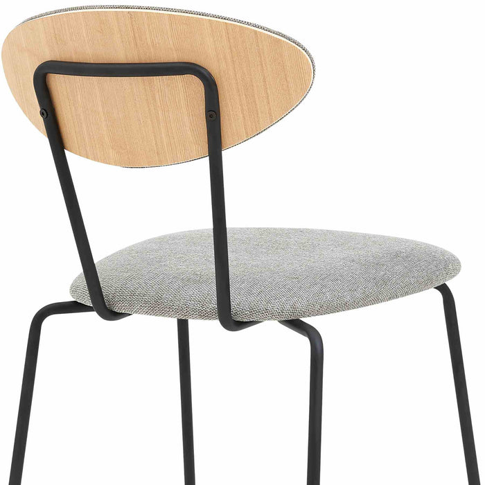 Neo Modern Gray Fabric and Black Metal Dining Room Chairs - Set of 2