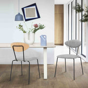 Neo Modern Gray Fabric and Black Metal Dining Room Chairs - Set of 2 - Furniture City (CA)l