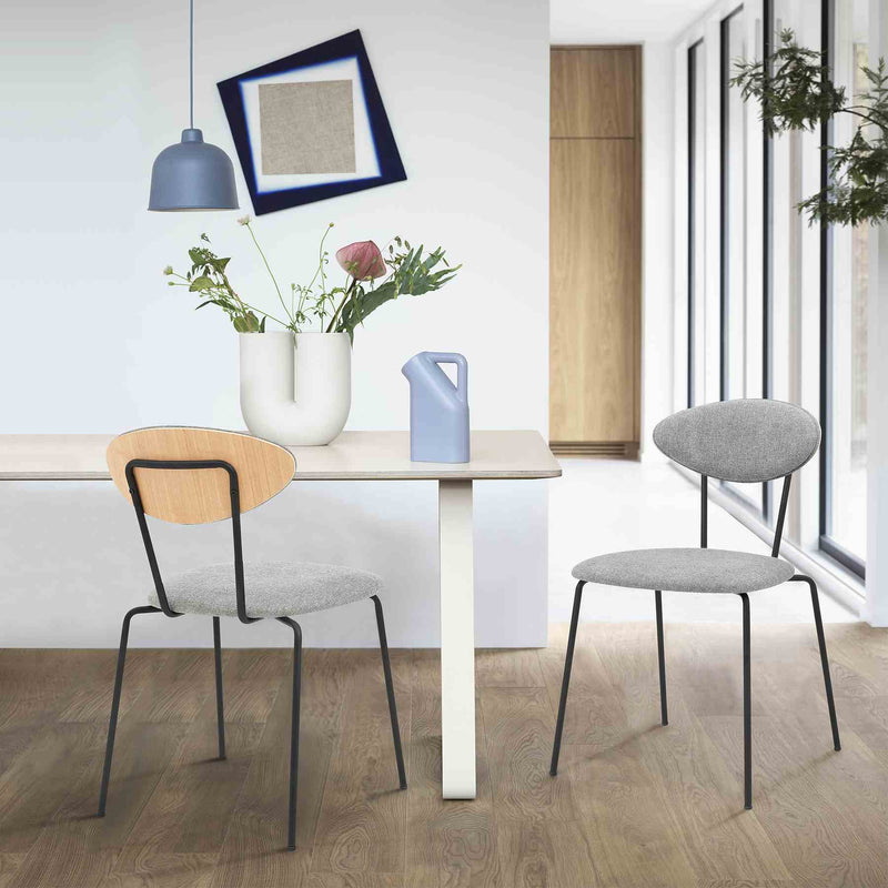 Neo Modern Gray Fabric and Black Metal Dining Room Chairs - Set of 2 - Furniture City (CA)l