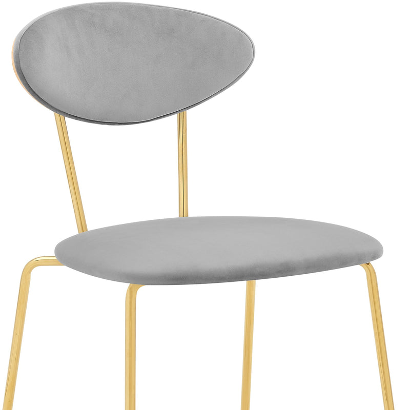 Neo Modern Gray Velvet and Gold Metal Leg Dining Room Chairs - Set of 2 - Furniture City (CA)l