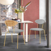 Neo Modern Gray Velvet and Gold Metal Leg Dining Room Chairs - Set of 2 - Furniture City (CA)l