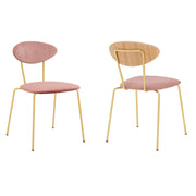 Neo Modern Pink Velvet and Gold Metal Leg Dining Room Chairs - Set of 2 - Furniture City (CA)l