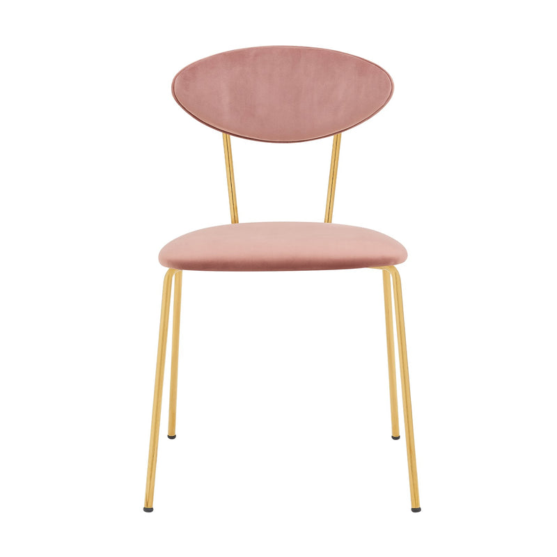 Neo Modern Pink Velvet and Gold Metal Leg Dining Room Chairs - Set of 2 - Furniture City (CA)l