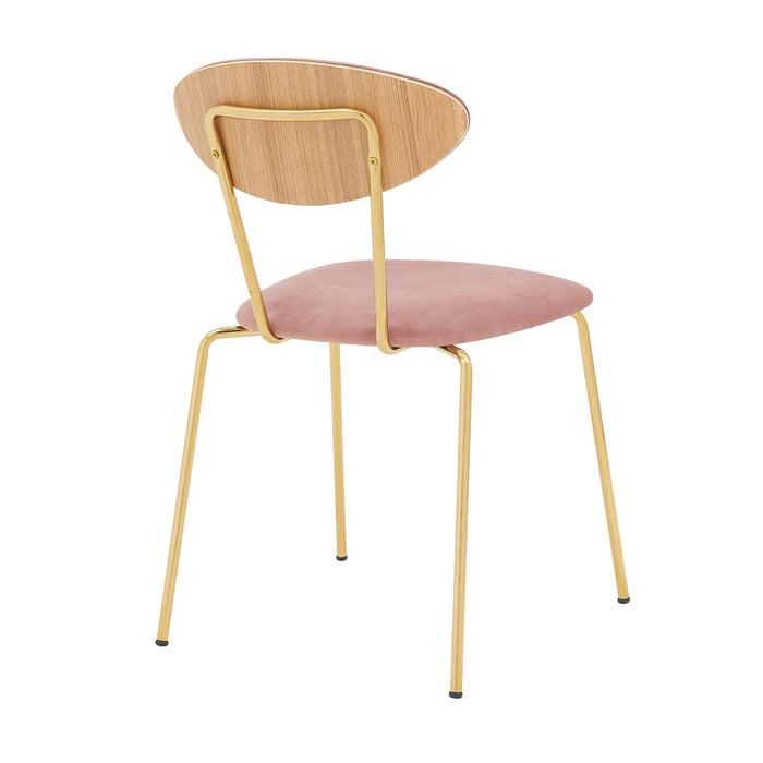 Neo Modern Pink Velvet and Gold Metal Leg Dining Room Chairs - Set of 2