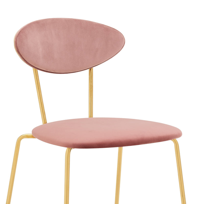 Neo Modern Pink Velvet and Gold Metal Leg Dining Room Chairs - Set of 2 - Furniture City (CA)l