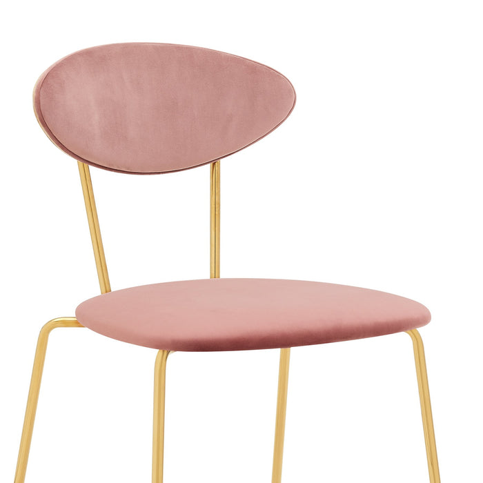 Neo Modern Pink Velvet and Gold Metal Leg Dining Room Chairs - Set of 2