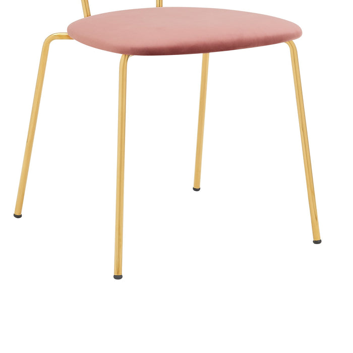 Neo Modern Pink Velvet and Gold Metal Leg Dining Room Chairs - Set of 2