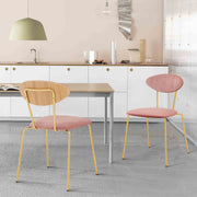 Neo Modern Pink Velvet and Gold Metal Leg Dining Room Chairs - Set of 2 - Furniture City (CA)l