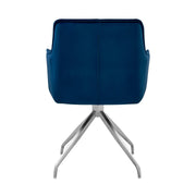Noah Dining Room Accent Chair in Blue Velvet and Brushed Stainless Steel Finish - Furniture City (CA)l