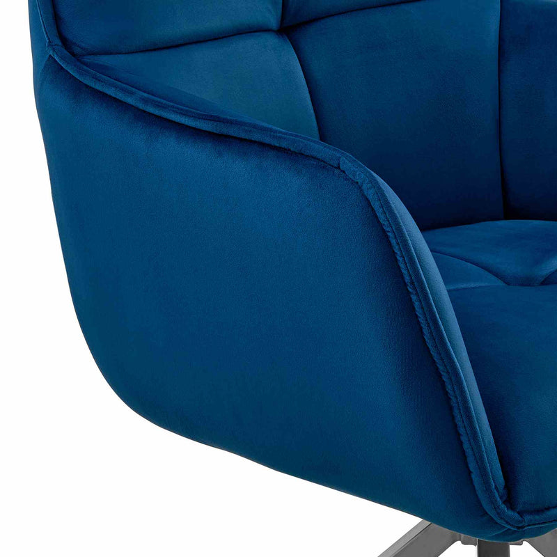 Noah Dining Room Accent Chair in Blue Velvet and Brushed Stainless Steel Finish - Furniture City (CA)l