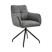 Noah Dining Room Accent Chair in Charcoal Fabric and Black Metal Legs - Furniture City (CA)l