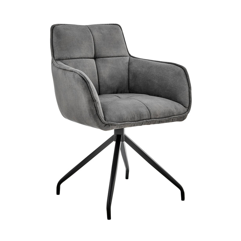 Noah Dining Room Accent Chair in Charcoal Fabric and Black Metal Legs - Furniture City (CA)l