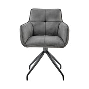 Noah Dining Room Accent Chair in Charcoal Fabric and Black Metal Legs - Furniture City (CA)l