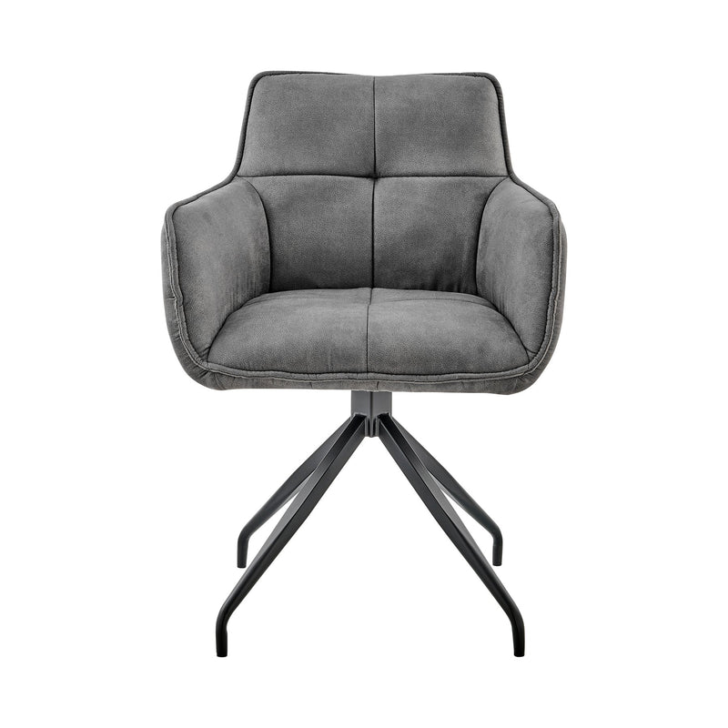 Noah Dining Room Accent Chair in Charcoal Fabric and Black Metal Legs - Furniture City (CA)l