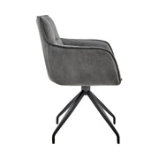 Noah Dining Room Accent Chair in Charcoal Fabric and Black Metal Legs - Furniture City (CA)l