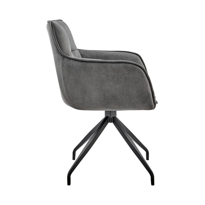 Noah Dining Room Accent Chair in Charcoal Fabric and Black Metal Legs - Furniture City (CA)l