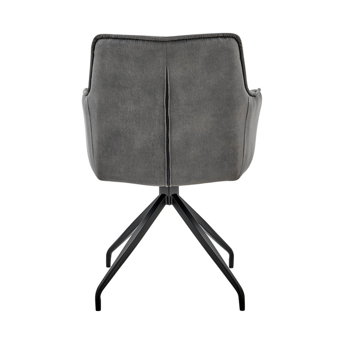 Noah Dining Room Accent Chair in Charcoal Fabric and Black Metal Legs