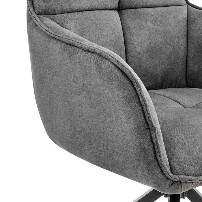 Noah Dining Room Accent Chair in Charcoal Fabric and Black Metal Legs