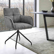 Noah Dining Room Accent Chair in Charcoal Fabric and Black Metal Legs - Furniture City (CA)l
