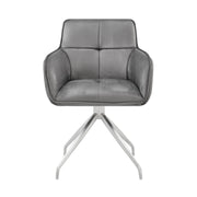 Noah Dining Room Accent Chair in Gray Velvet and Brushed Stainless Steel Finish - Furniture City (CA)l