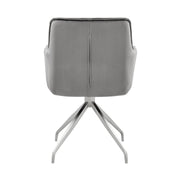 Noah Dining Room Accent Chair in Gray Velvet and Brushed Stainless Steel Finish - Furniture City (CA)l