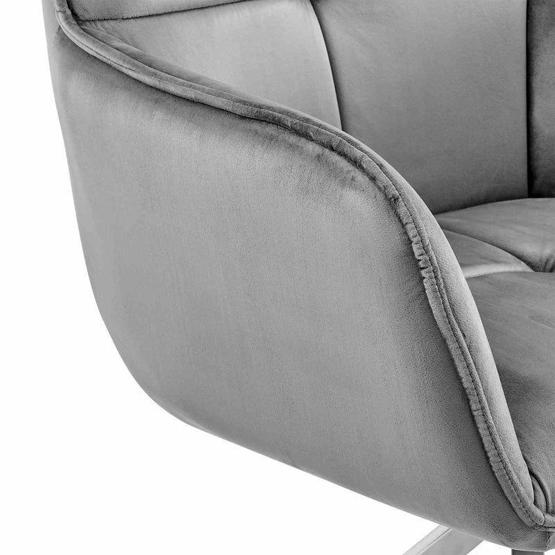 Noah Dining Room Accent Chair in Gray Velvet and Brushed Stainless Steel Finish - Furniture City (CA)l