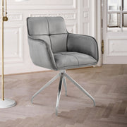Noah Dining Room Accent Chair in Gray Velvet and Brushed Stainless Steel Finish - Furniture City (CA)l