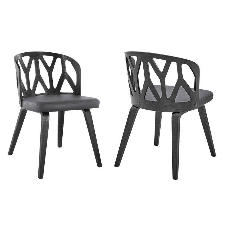 Nia Gray Faux Leather and Black Wood Dining Chairs - Set of 2 - Furniture City (CA)l