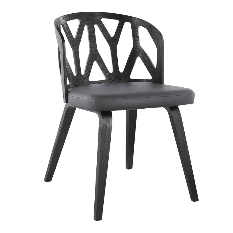Nia Gray Faux Leather and Black Wood Dining Chairs - Set of 2 - Furniture City (CA)l