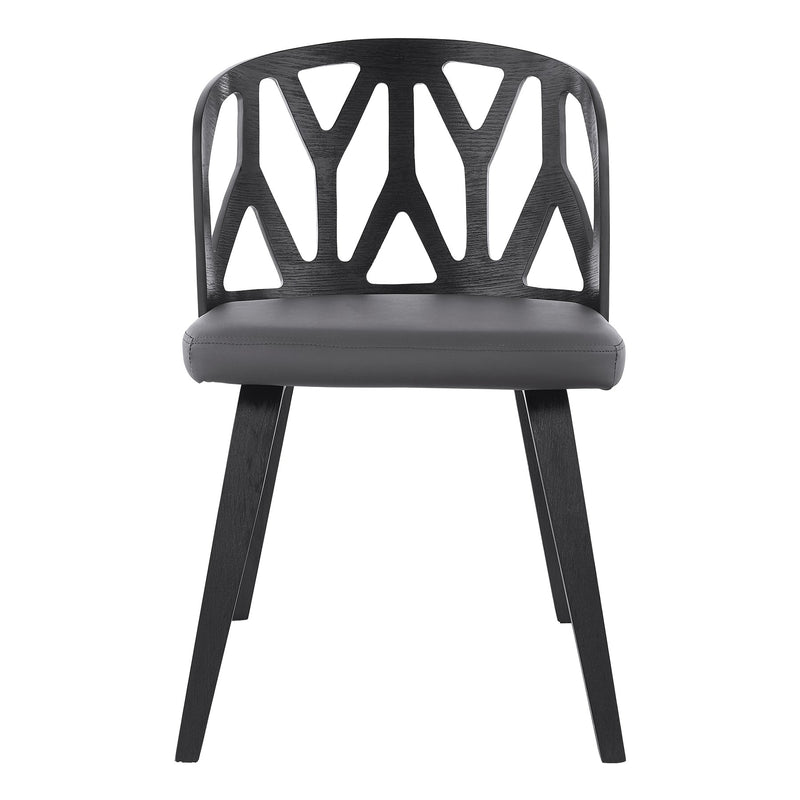 Nia Gray Faux Leather and Black Wood Dining Chairs - Set of 2 - Furniture City (CA)l