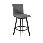 Nikole 26" Counter Height Swivel Bar Stool in Matt Black Finish with Gray Faux Leather - Furniture City (CA)l