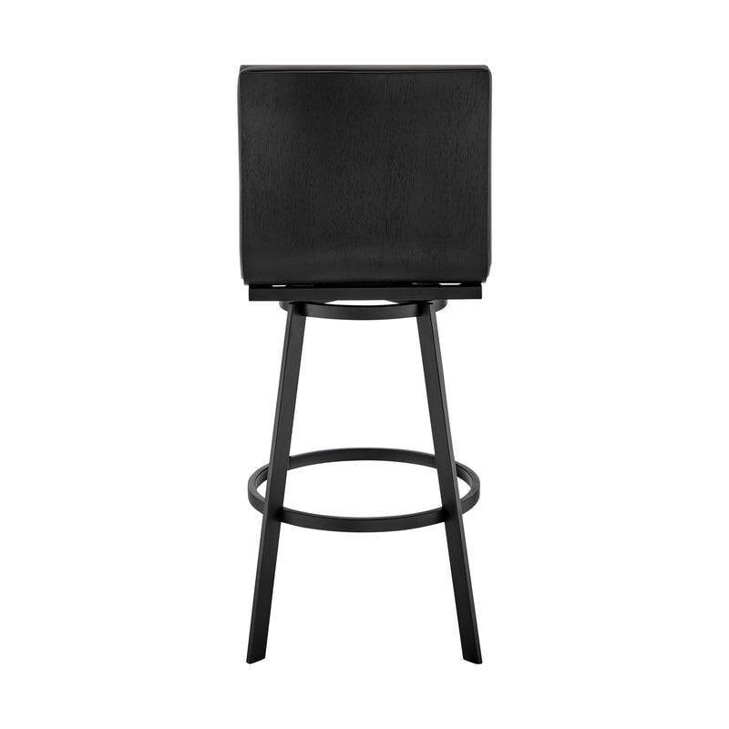 Nikole 26" Counter Height Swivel Bar Stool in Matt Black Finish with Gray Faux Leather - Furniture City (CA)l