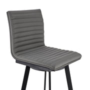 Nikole 26" Counter Height Swivel Bar Stool in Matt Black Finish with Gray Faux Leather - Furniture City (CA)l