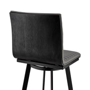 Nikole 26" Counter Height Swivel Bar Stool in Matt Black Finish with Gray Faux Leather - Furniture City (CA)l
