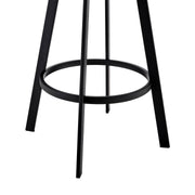 Nikole 30" Bar Height Swivel Bar Stool in Matt Black Finish with Gray Faux Leather - Furniture City (CA)l