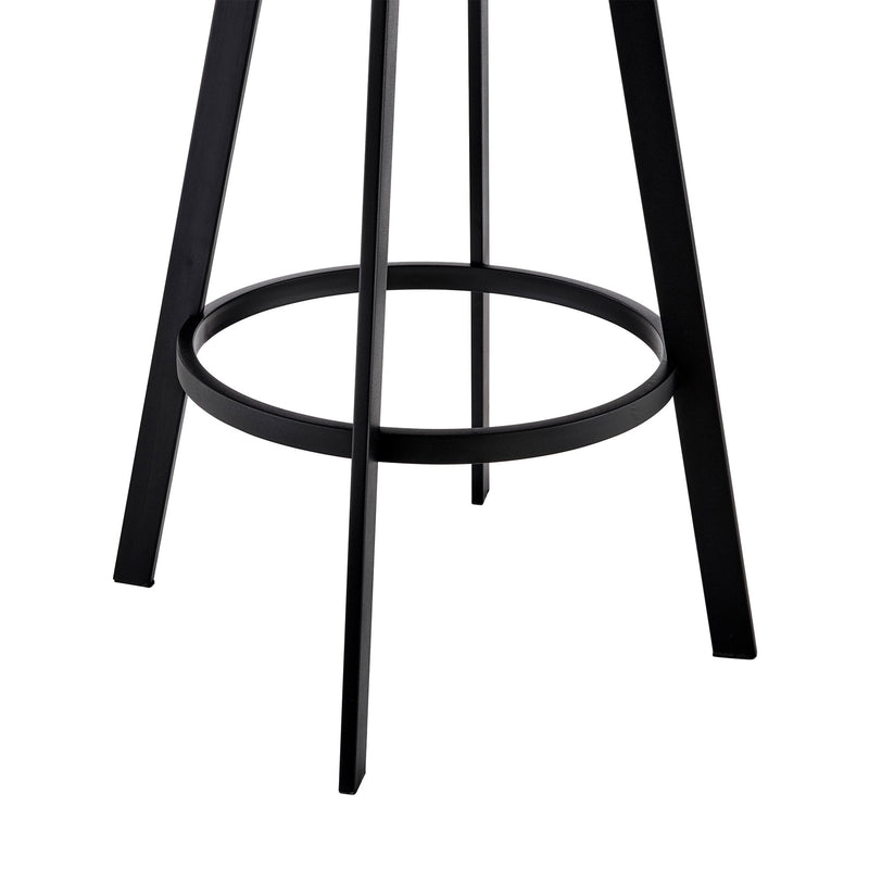 Nikole 30" Bar Height Swivel Bar Stool in Matt Black Finish with Gray Faux Leather - Furniture City (CA)l
