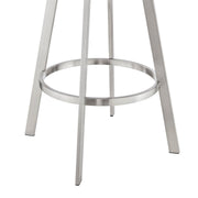 Nikole 26" Counter Height Black Swivel Bar Stool in Brushed Stainless Steel Finish and Gray Faux Leather - Furniture City (CA)l