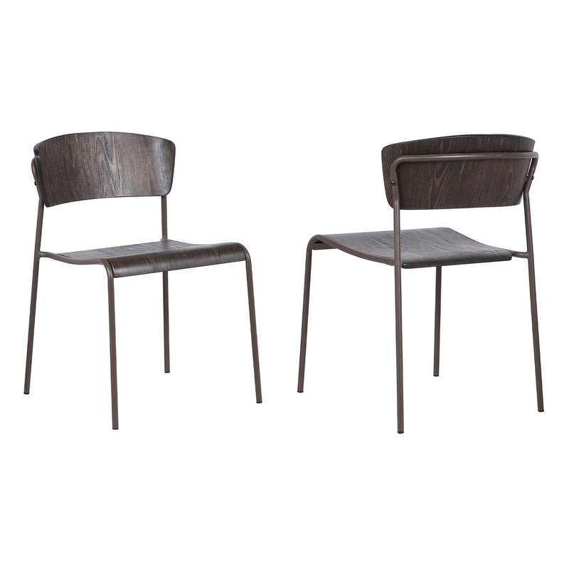Nick Walnut and Metal Open Back Dining Accent Chairs (Set of 2) - Furniture City (CA)l