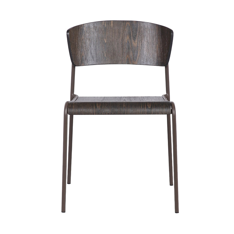 Nick Walnut and Metal Open Back Dining Accent Chairs (Set of 2) - Furniture City (CA)l