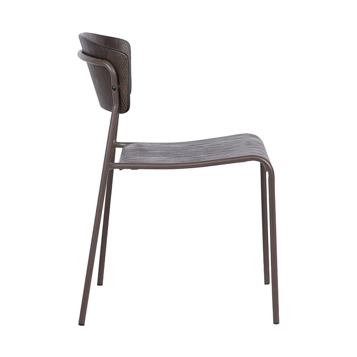 Nick Walnut and Metal Open Back Dining Accent Chairs (Set of 2)