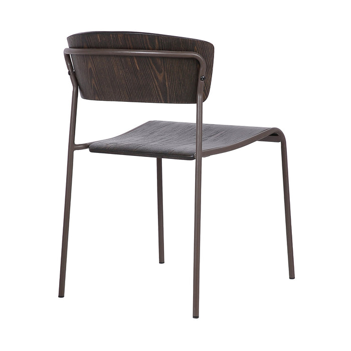 Nick Walnut and Metal Open Back Dining Accent Chairs (Set of 2)