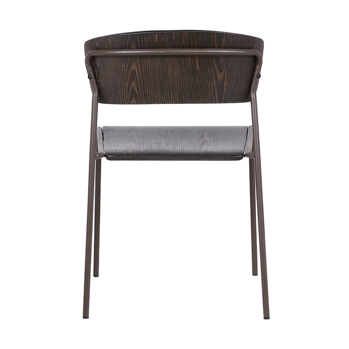 Nick Walnut and Metal Open Back Dining Accent Chairs (Set of 2)