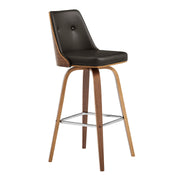 Nolte 26" Swivel Counter Stool in Brown Faux Leather and Walnut Wood - Furniture City (CA)l