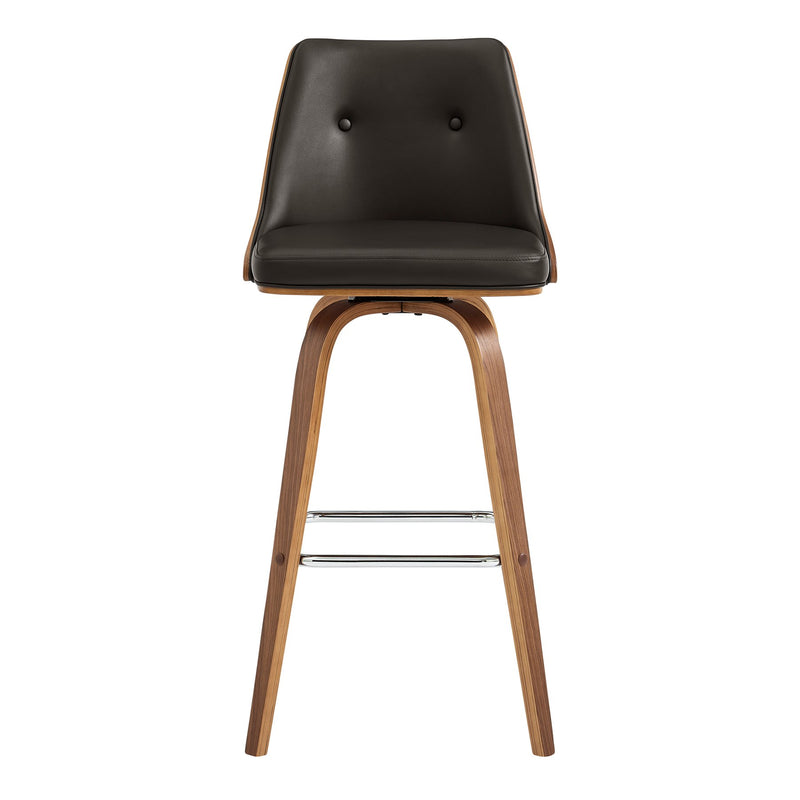 Nolte 26" Swivel Counter Stool in Brown Faux Leather and Walnut Wood - Furniture City (CA)l